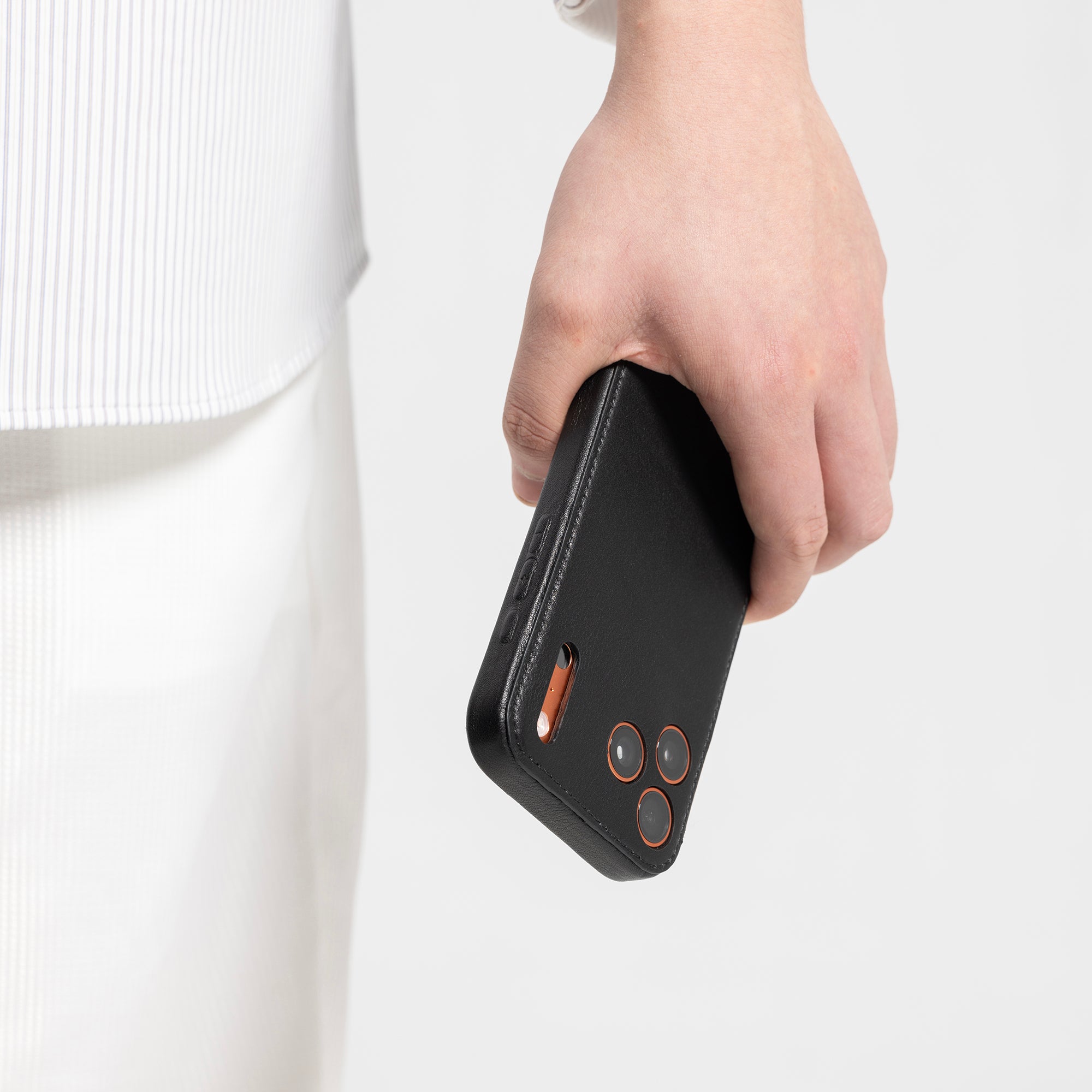 Black Vegetable-Tanned Leather iPhone Case