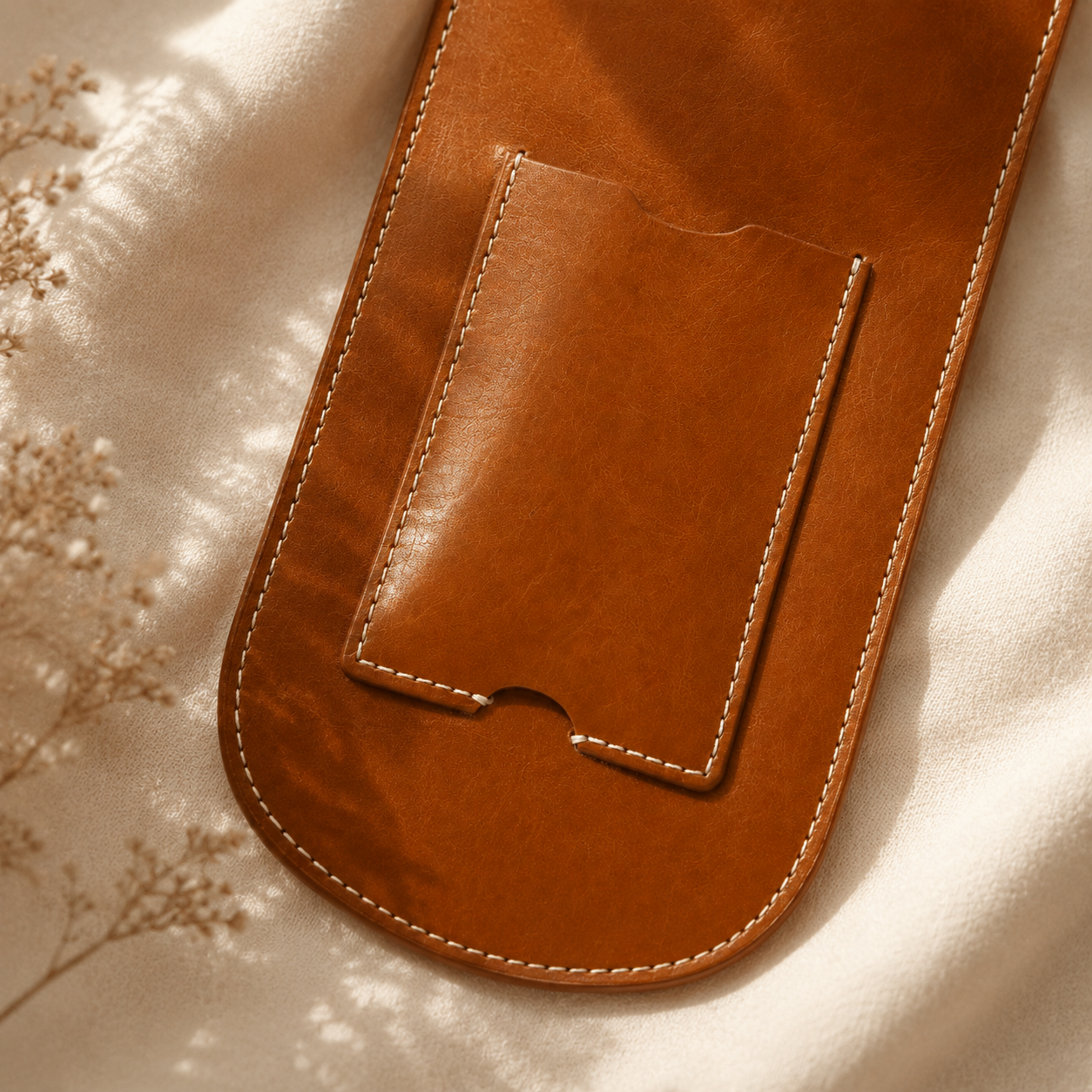 Honey Tan Leder Telefon Korpspose