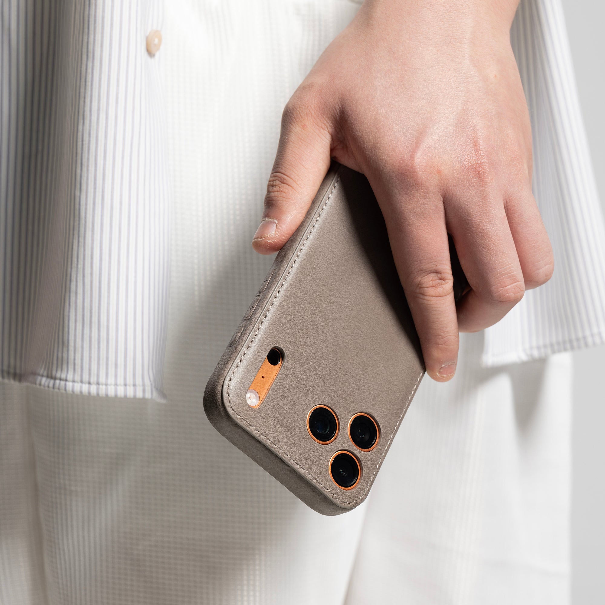 Slate Gray Vegetable-Tanned Leather iPhone Case
