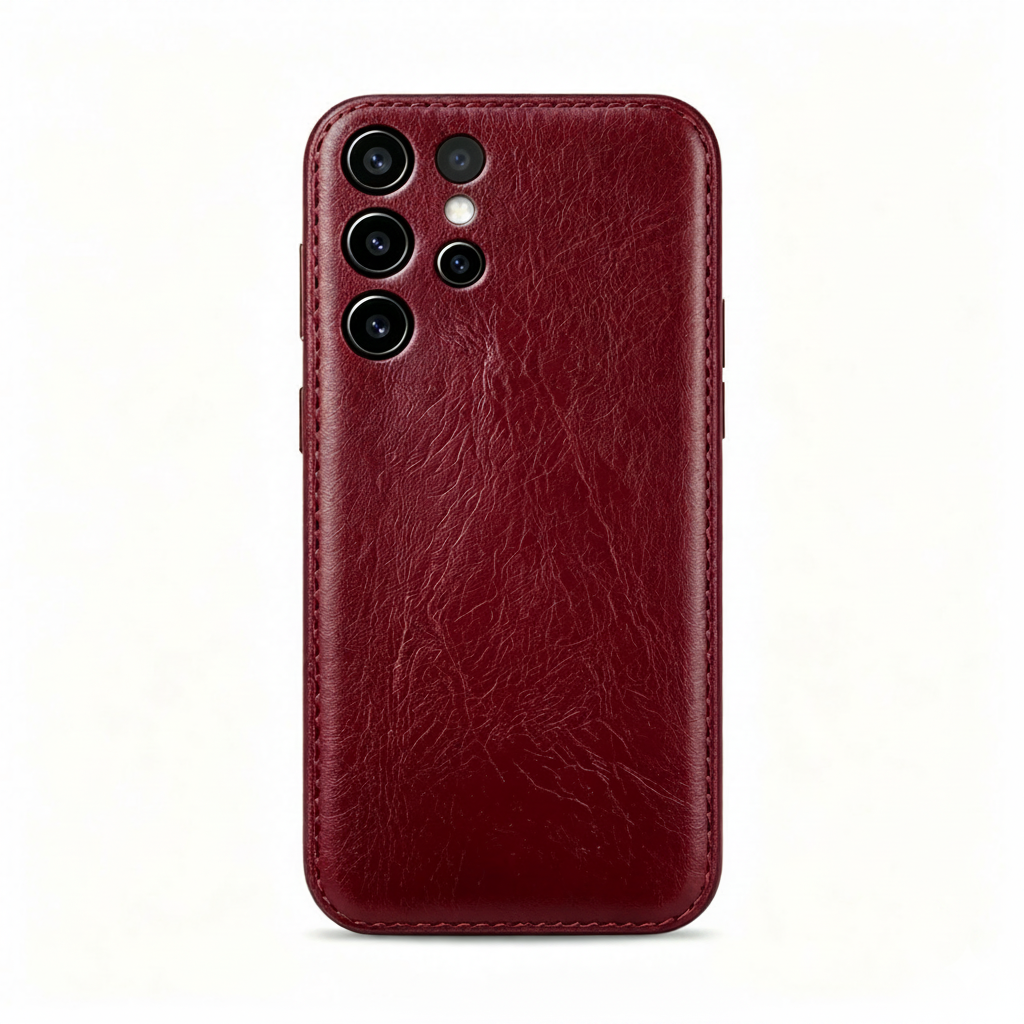 Burgundy Vegetable-Tanned Leather Samsung Case