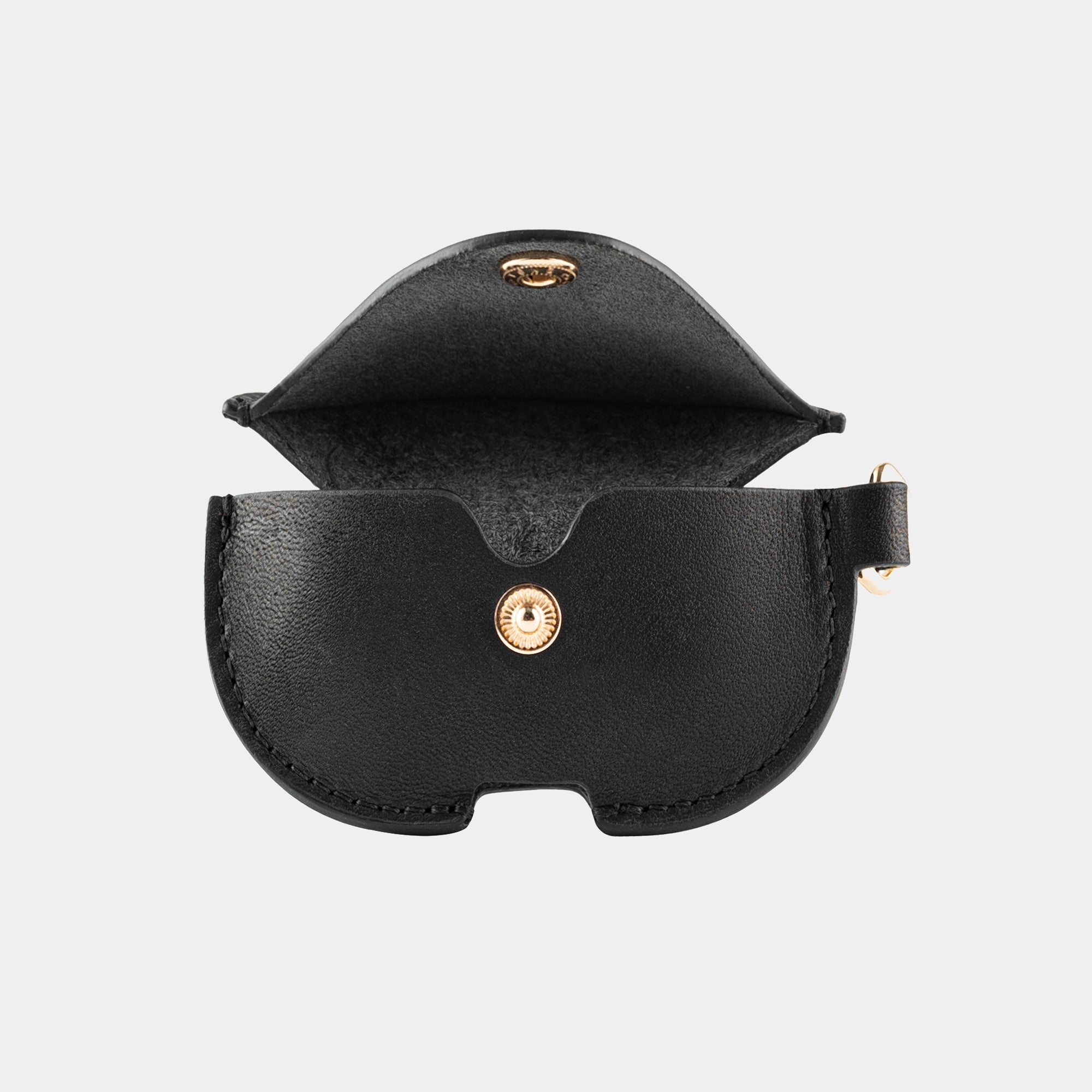 Black full grain leather AirPods case view 5