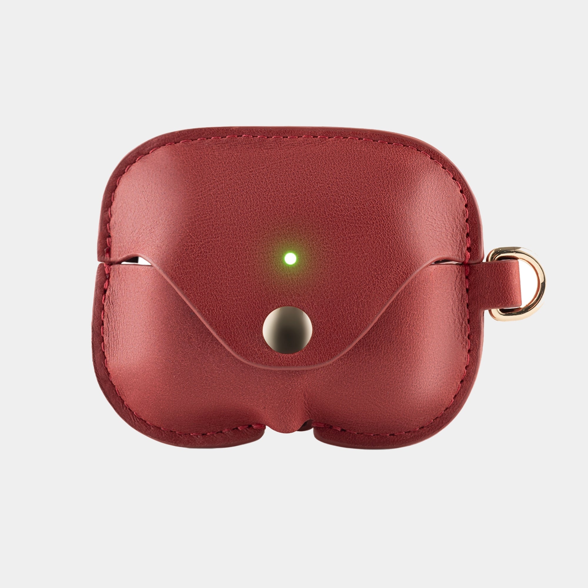 Burgundy full grain leather AirPods case view 6