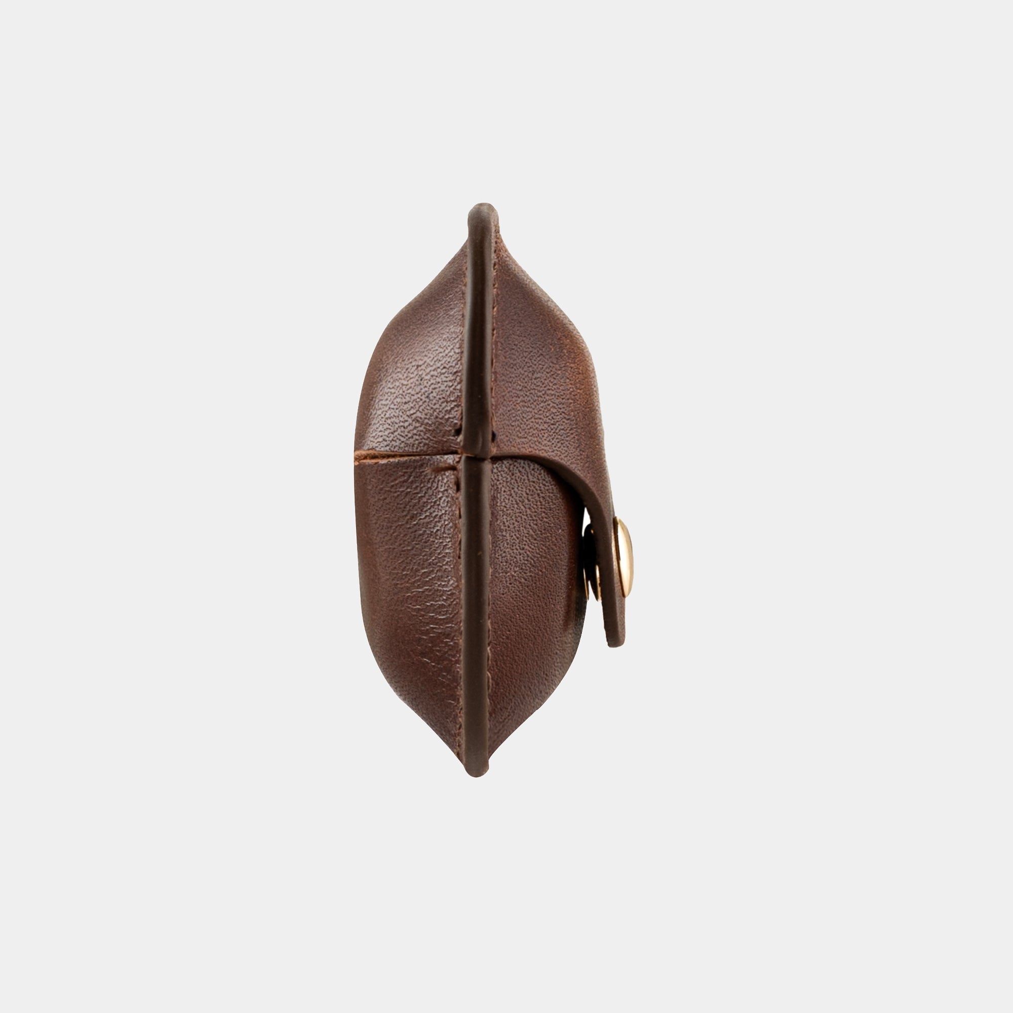 Espresso Brown full grain leather AirPods case view 3
