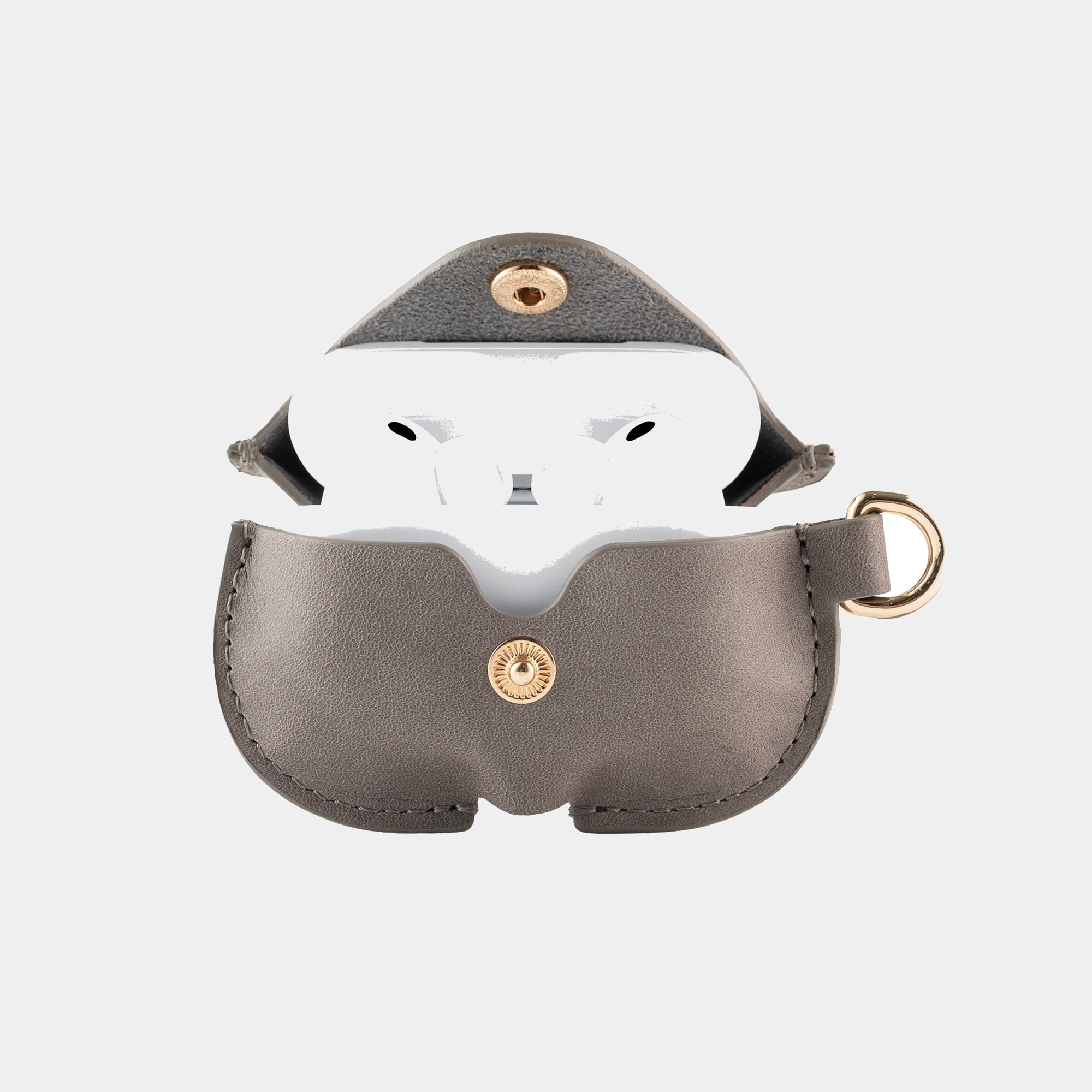 Slate Gray full grain leather AirPods case view 1