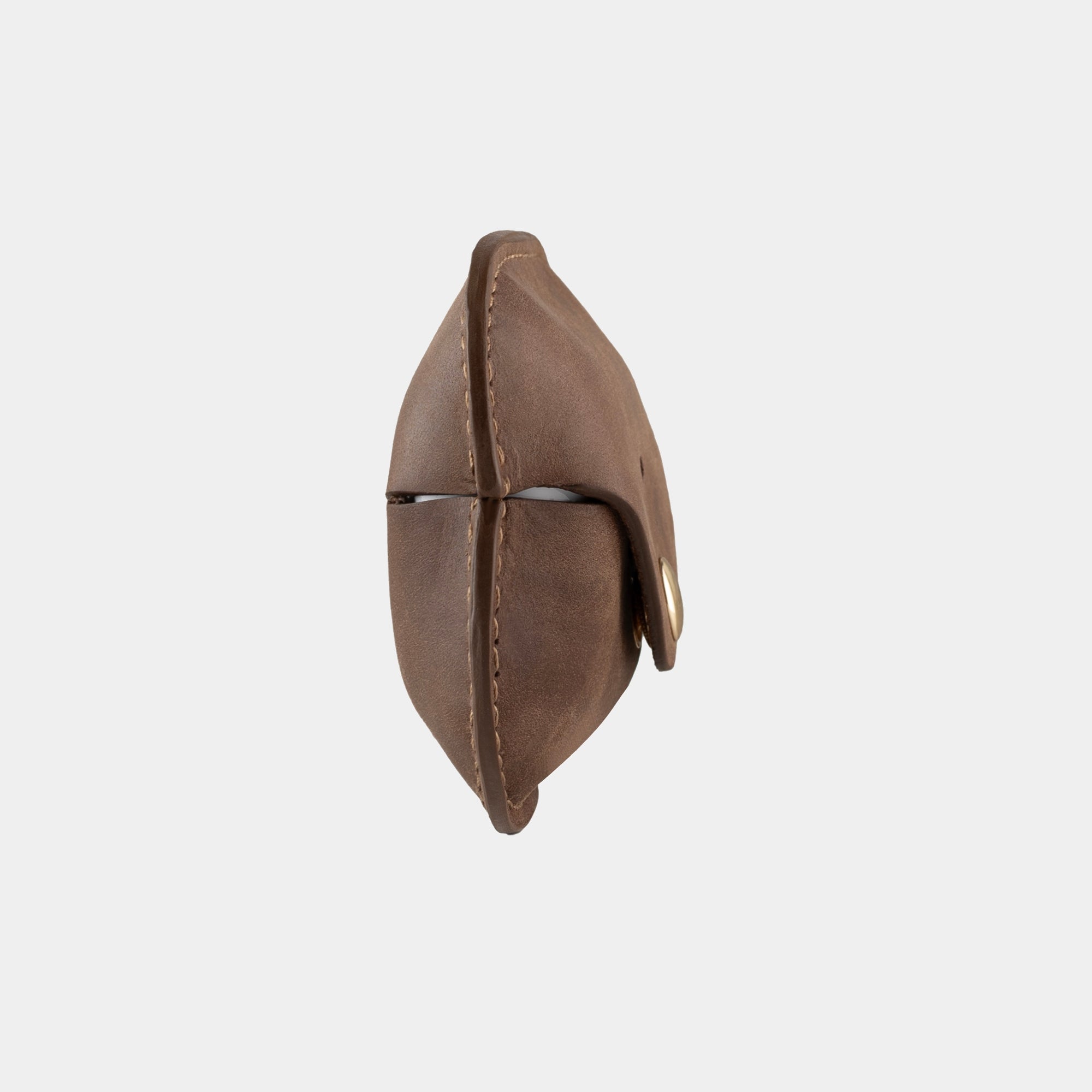 Vintage Brown full grain leather AirPods case view 4