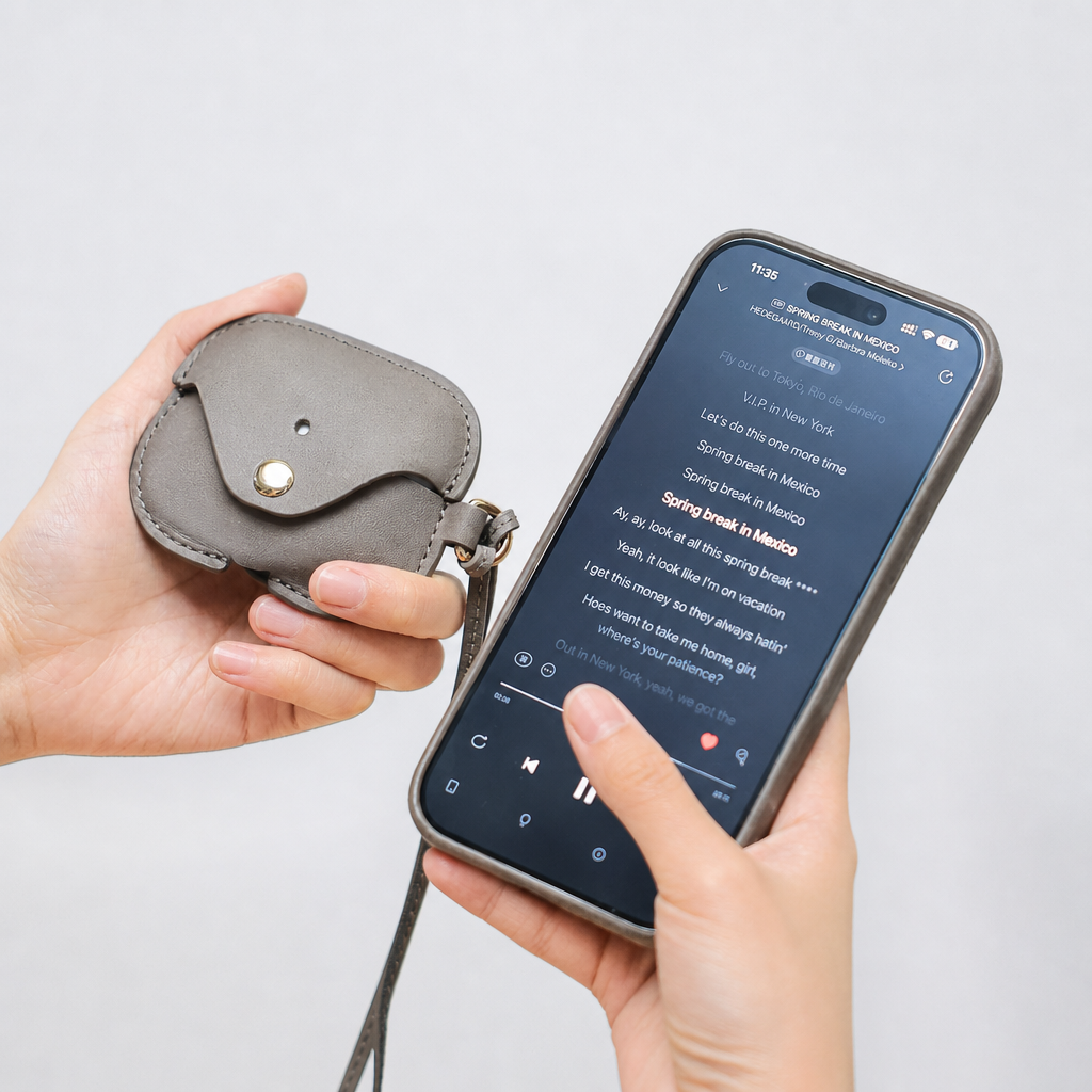 Slate Gray Full Grain Leder AirPods Case