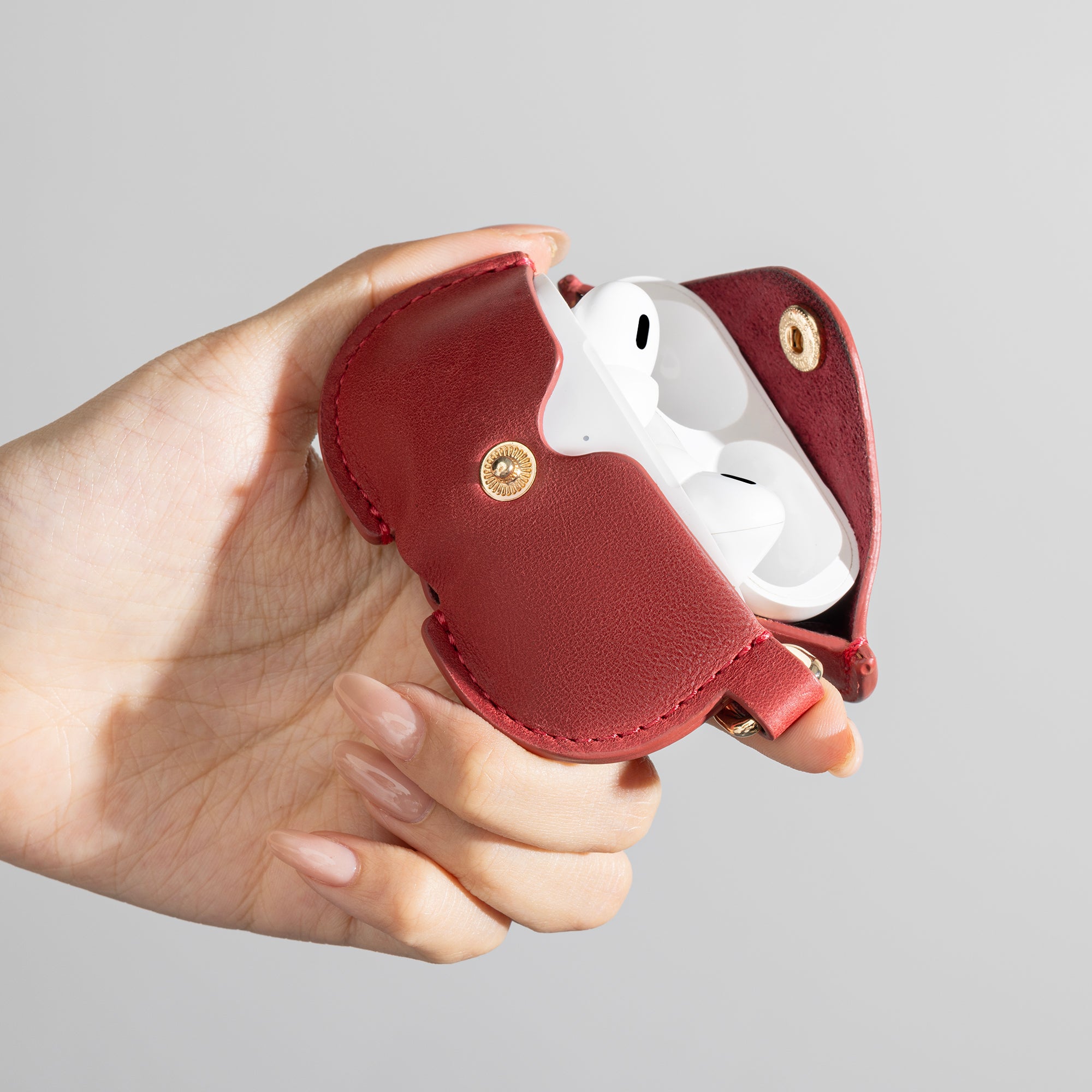 Burgundy Full Grain Leather AirPods Case