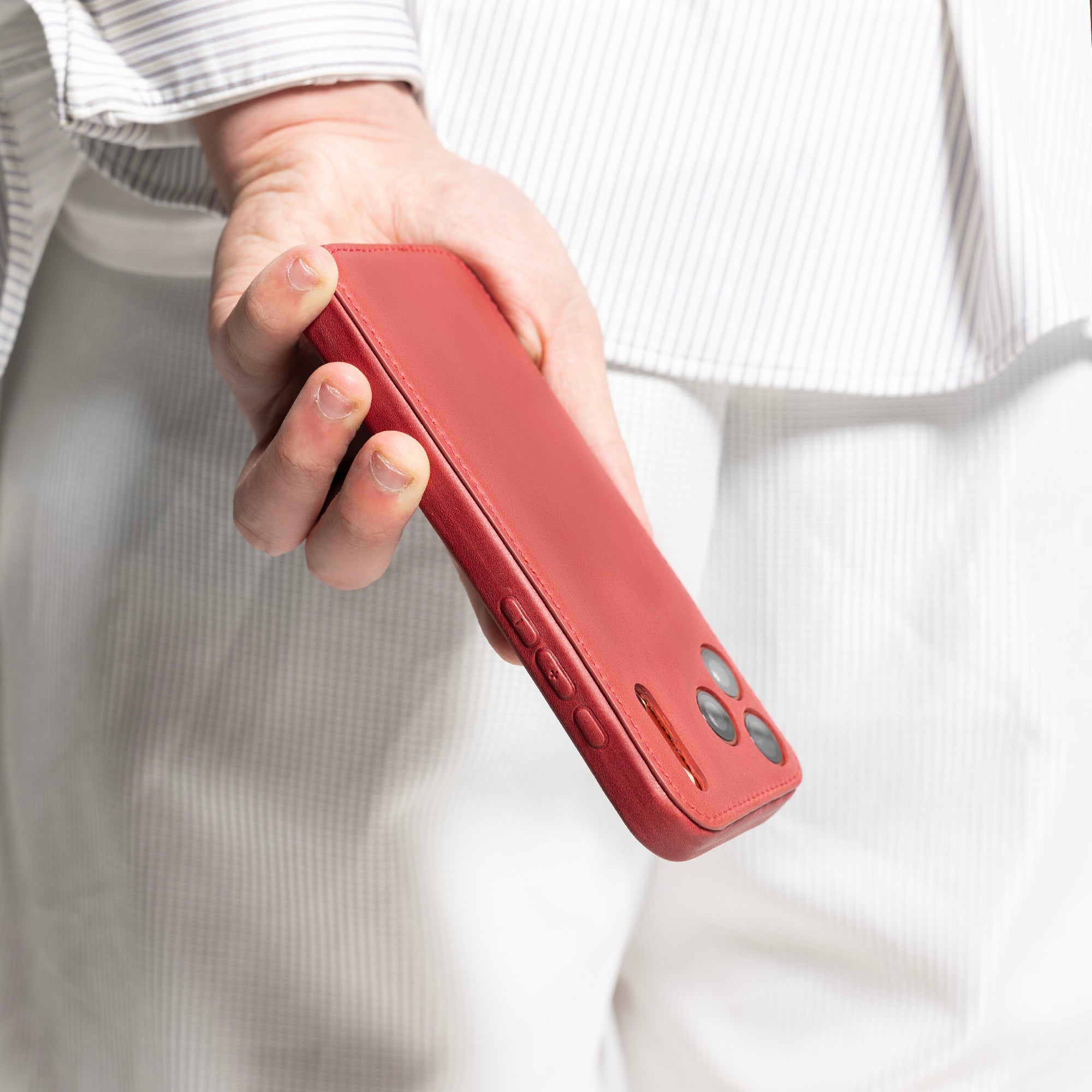 Burgundy-vegetabilsk tændt læder iPhone-kasse