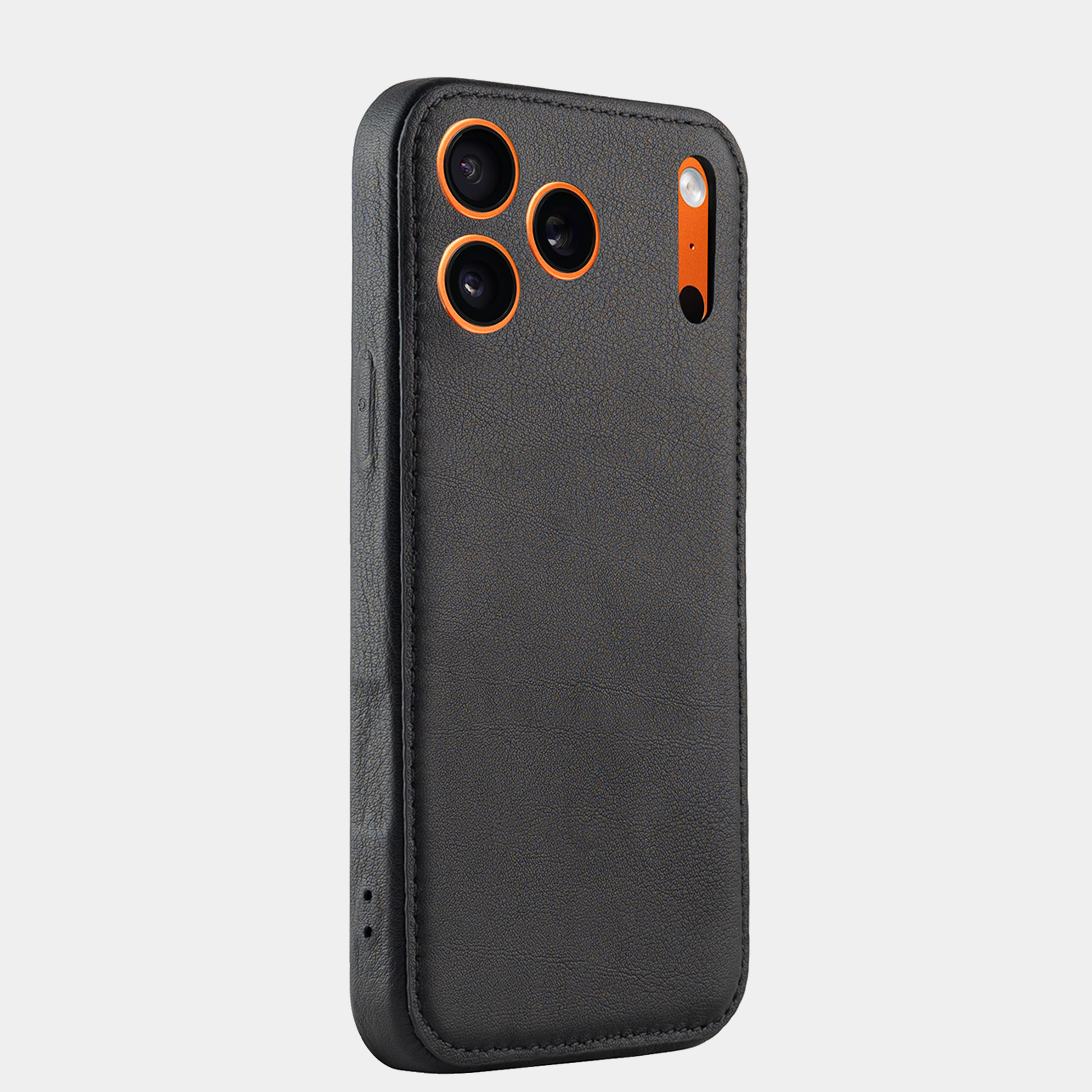 Black Vegetable-Tanned Leather iPhone Case
