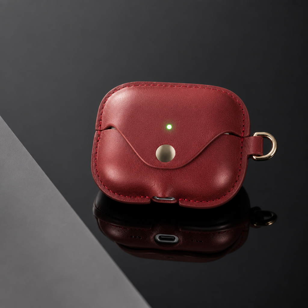 Burgundy Full Grain Leather AirPods Case