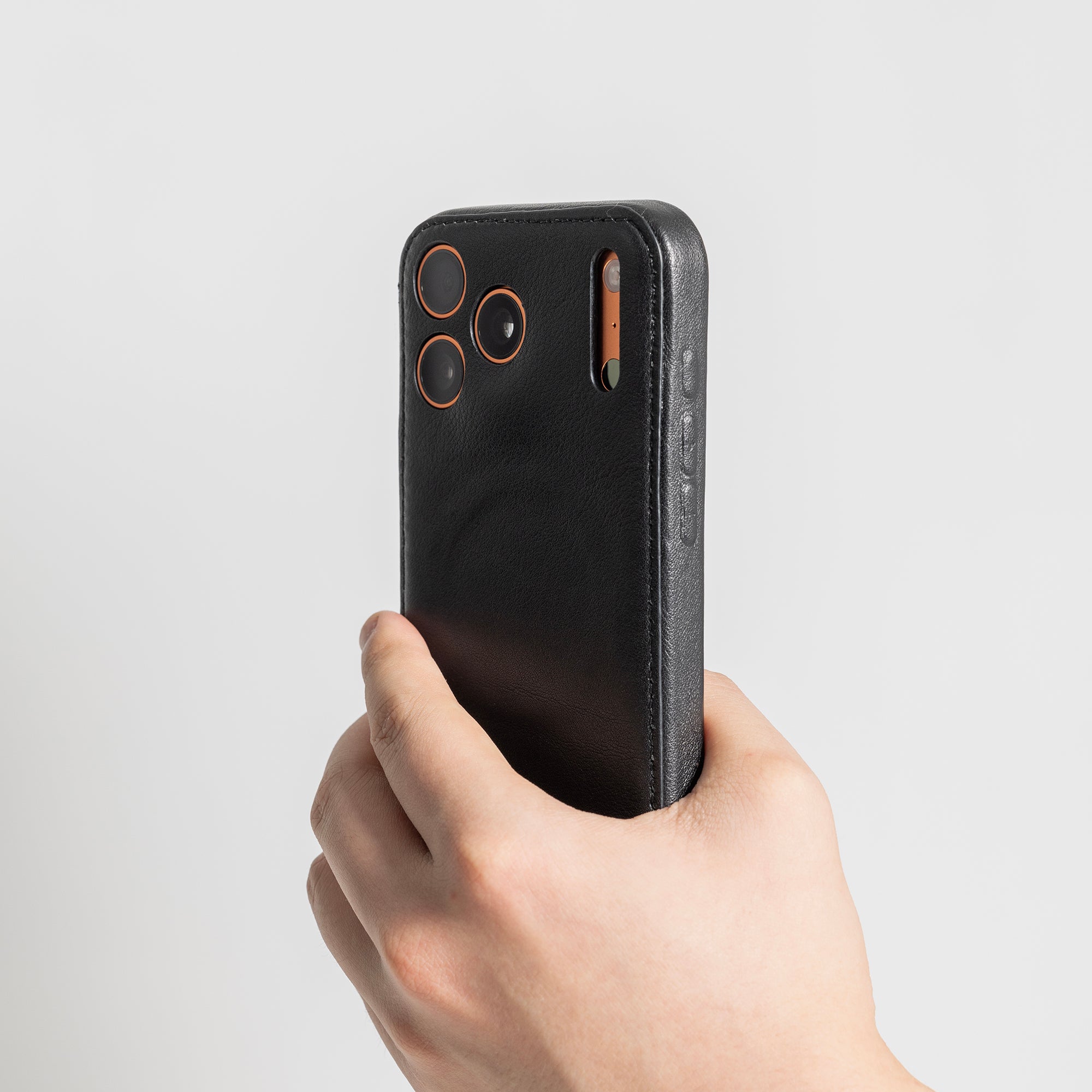 Black Vegetable-Tanned Leather iPhone Case