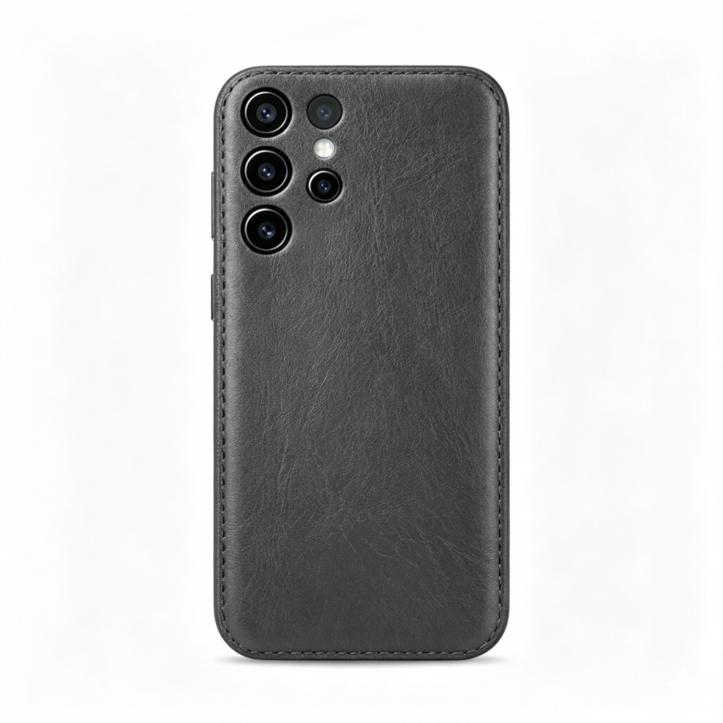 Charcoal Gray Vegetable-Tanned Leather Samsung Case