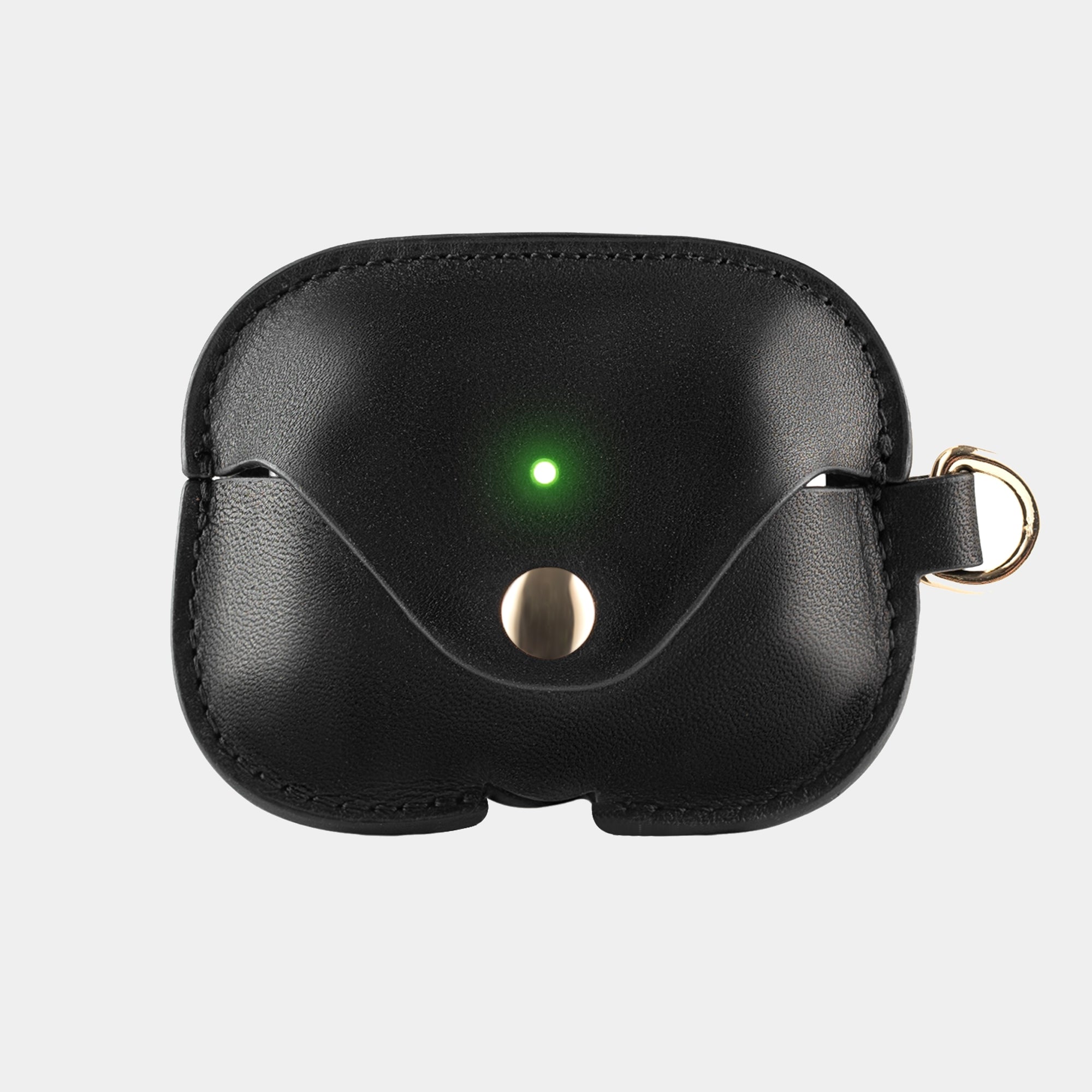 Black full grain leather AirPods case view 3