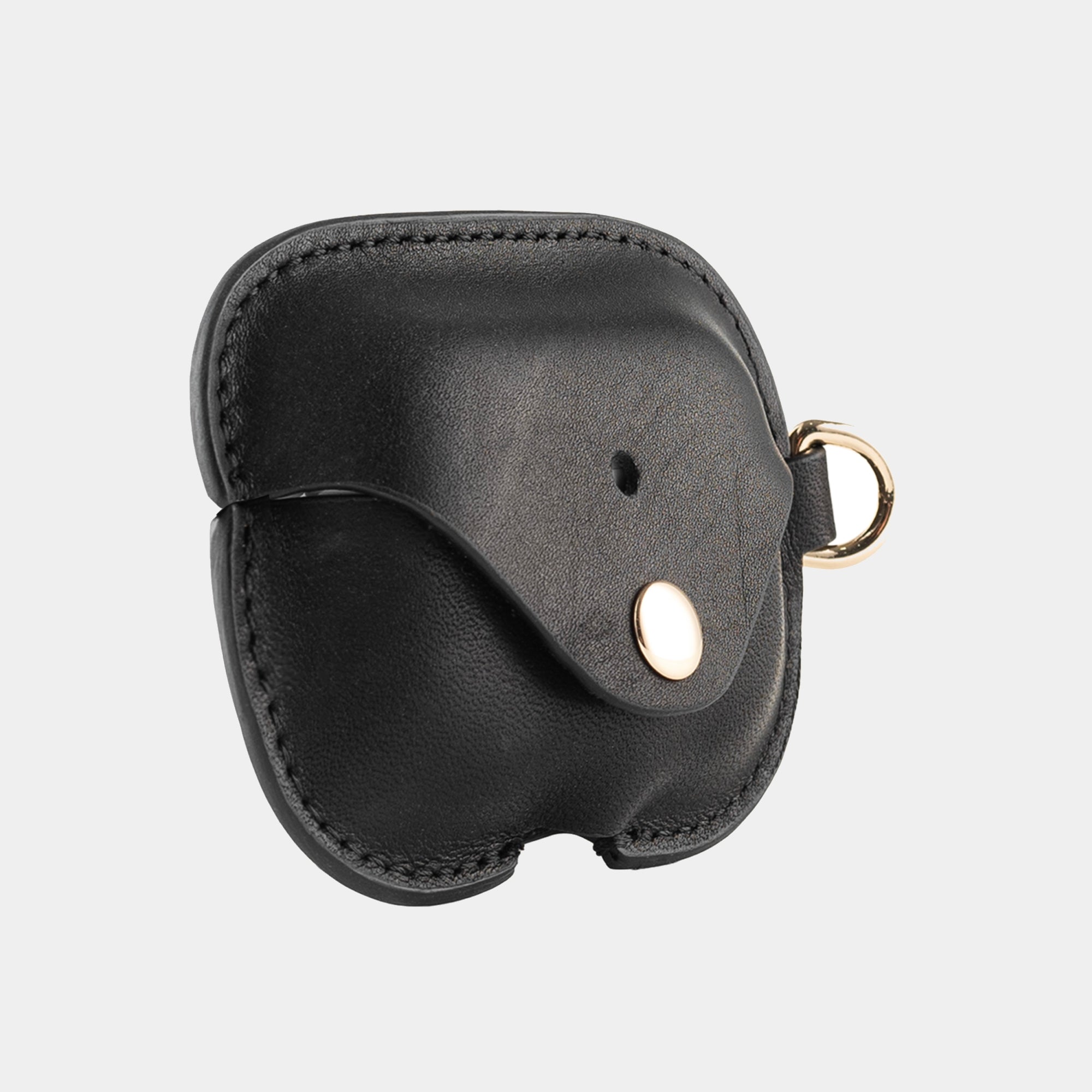 Black full grain leather AirPods case view 6