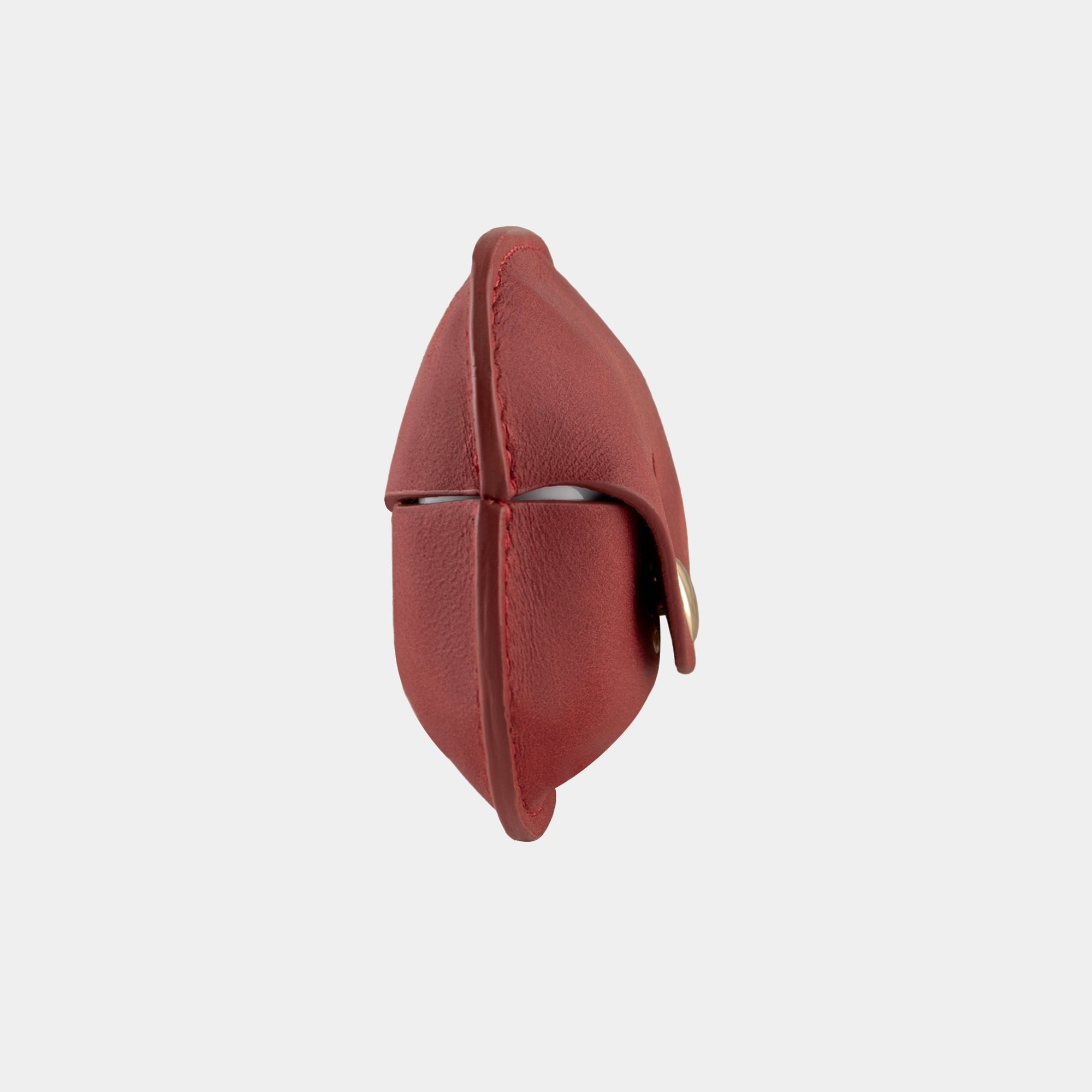Burgundy full grain leather AirPods case view 3