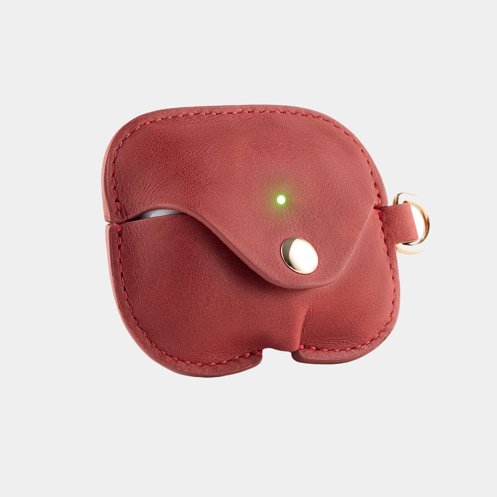 Burgundy full grain leather AirPods case view 4