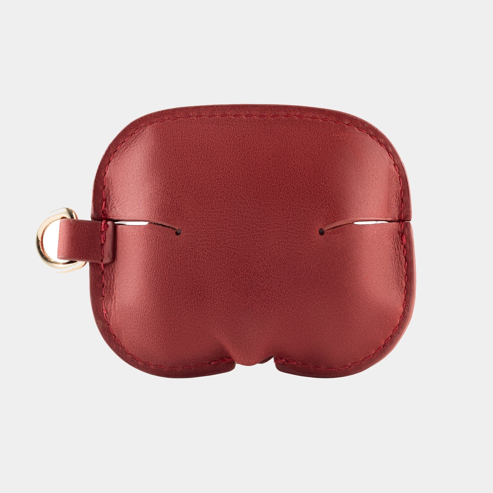 Burgundy full grain leather AirPods case view 5