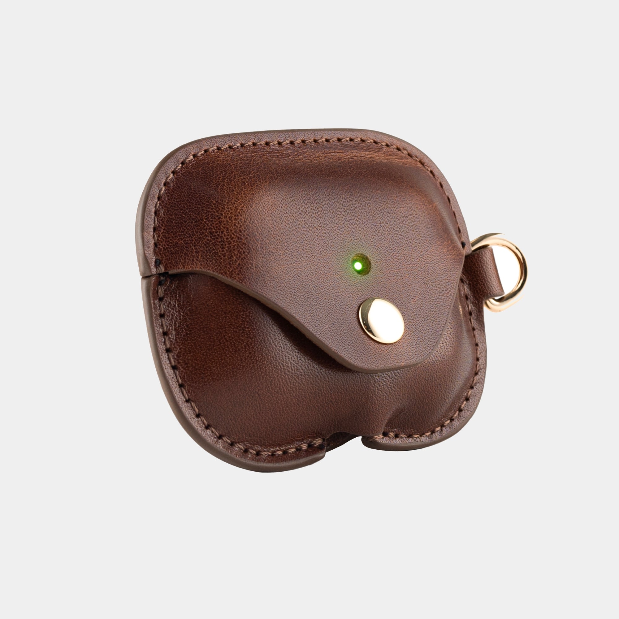 Espresso Brown full grain leather AirPods case view 5