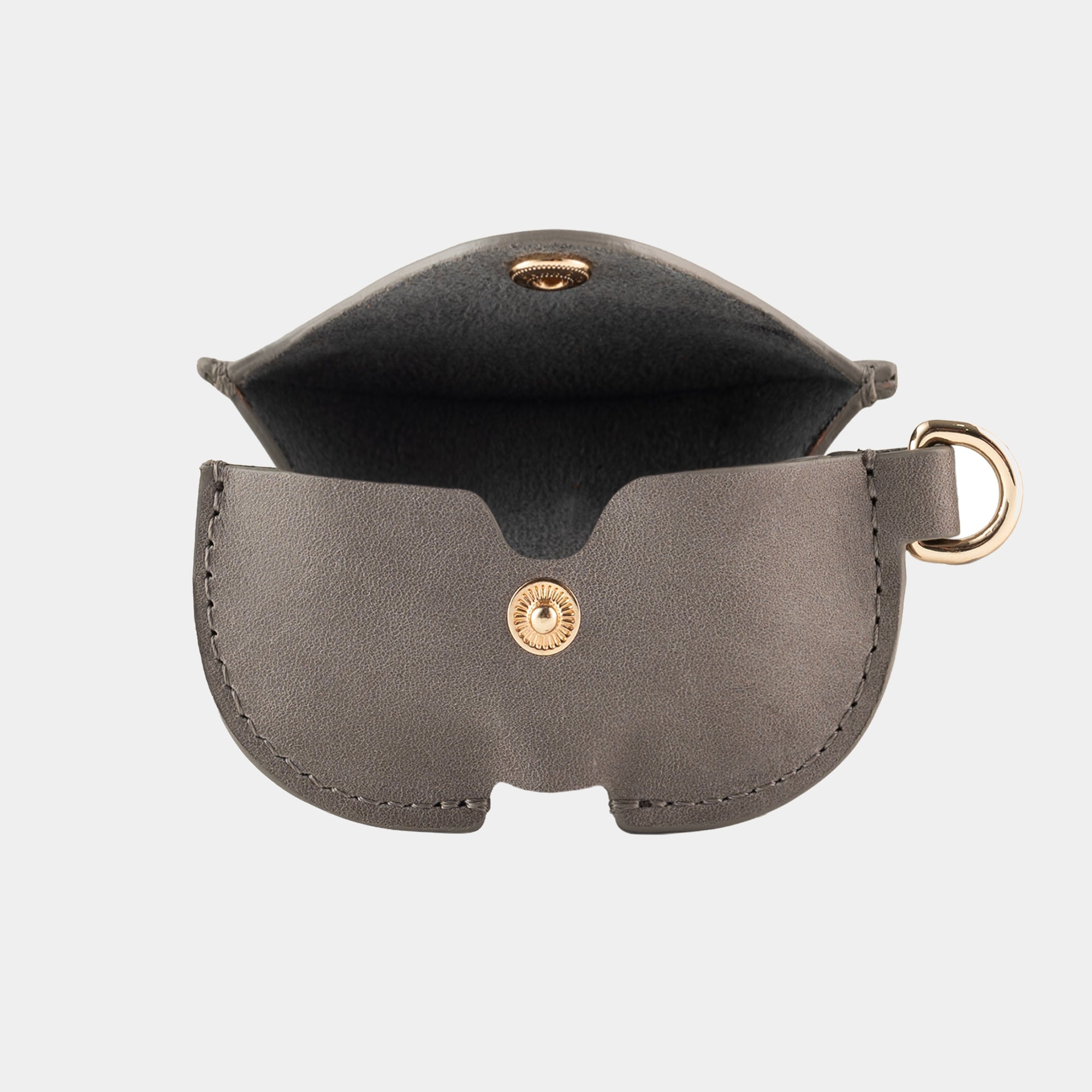 Slate Gray full grain leather AirPods case view 3