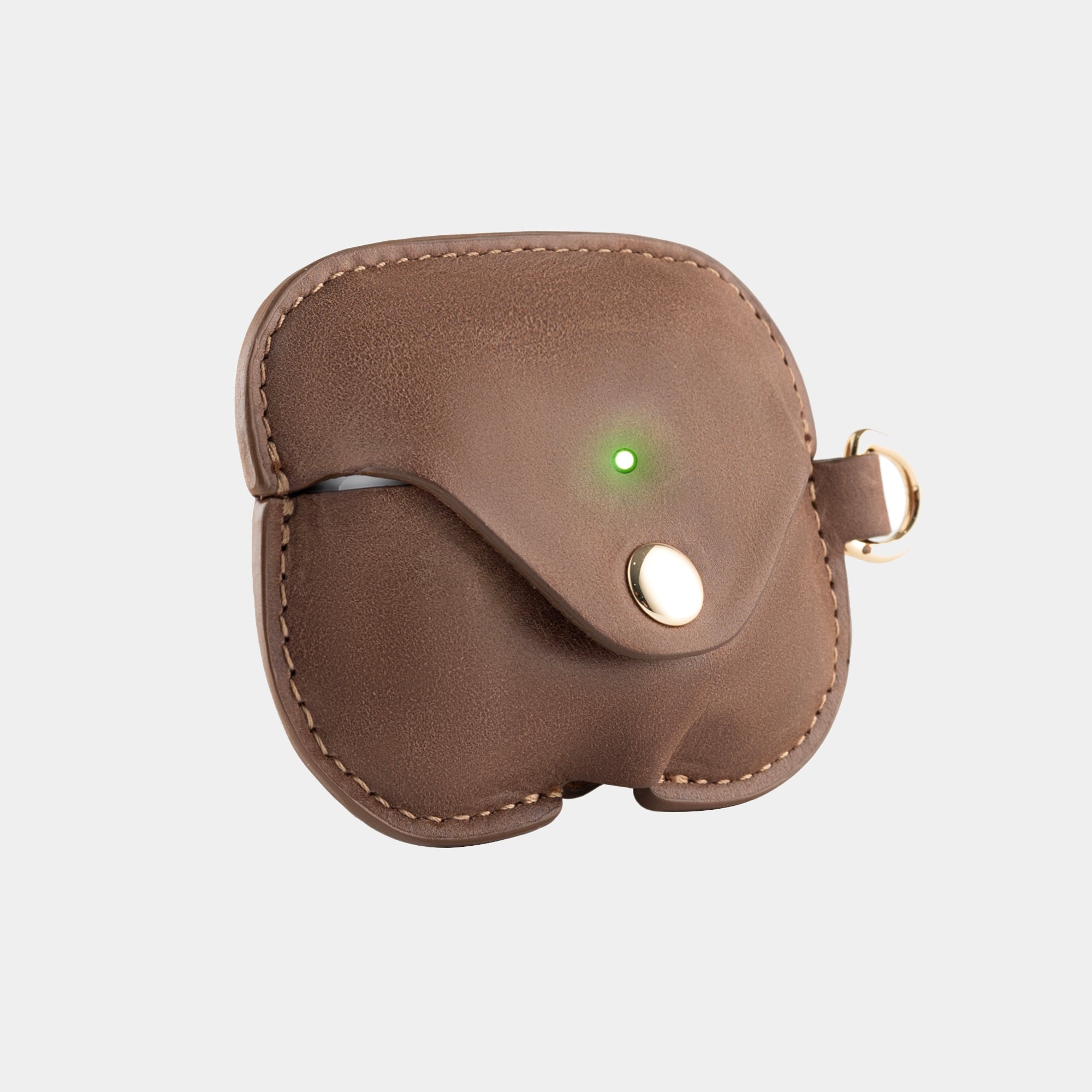 Vintage Brown full grain leather AirPods case view 5