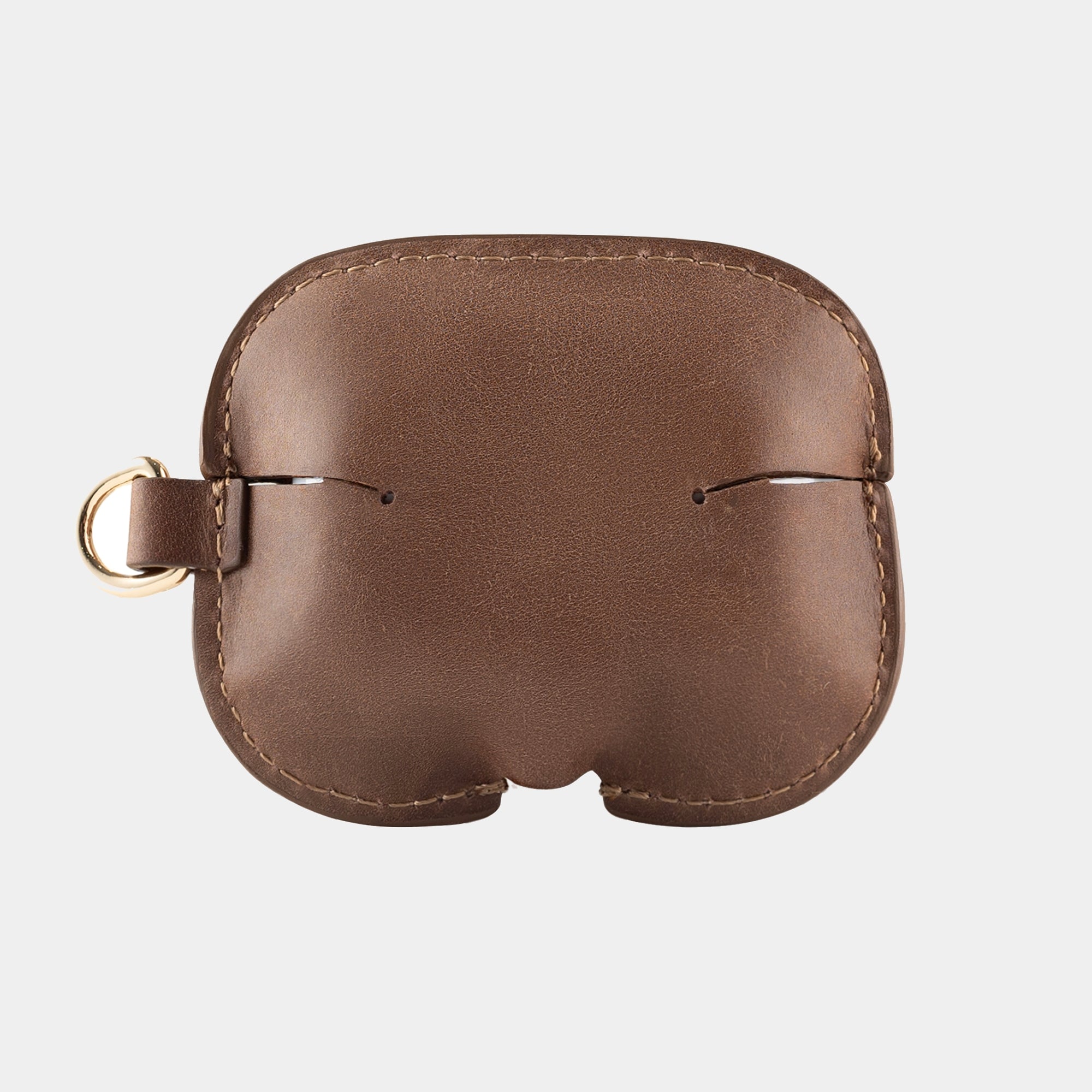 Vintage Brown full grain leather AirPods case view 6