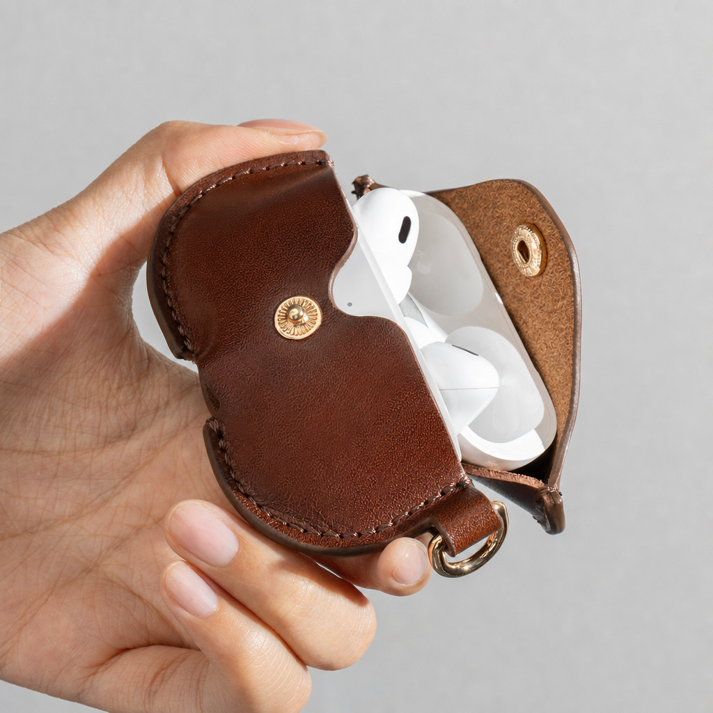 Espresso Brown Full Grain Leder AirPods Case