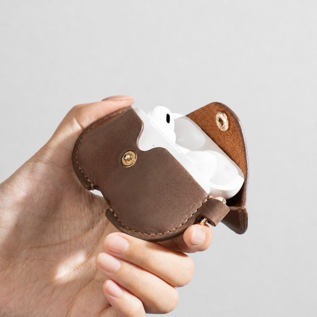 Vintage Brown Full Grain Leather AirPods Case