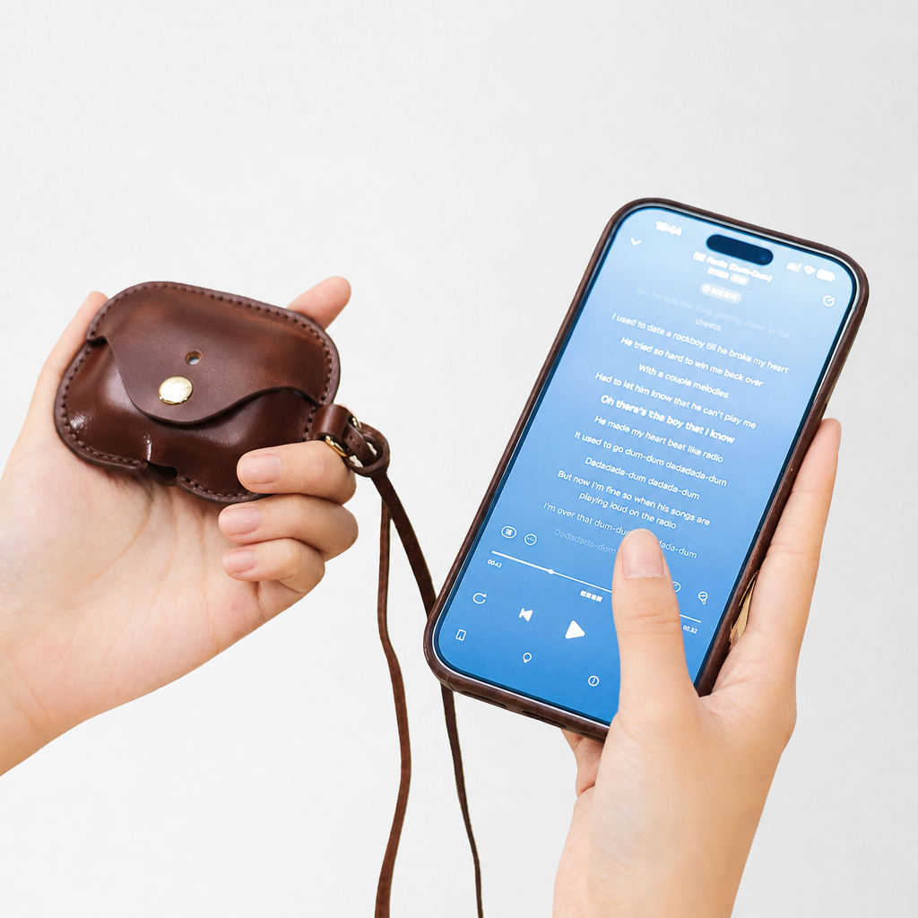 Espresso Brown Full Grain Leder AirPods Case